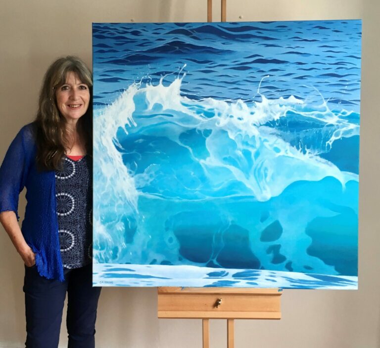 Christine Rogers With Wave Painting