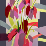 Lilies in red gouache